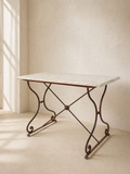 MESA AUXILIAR FRANCESA DE HIERRO Y MÁRMOL S.XIX