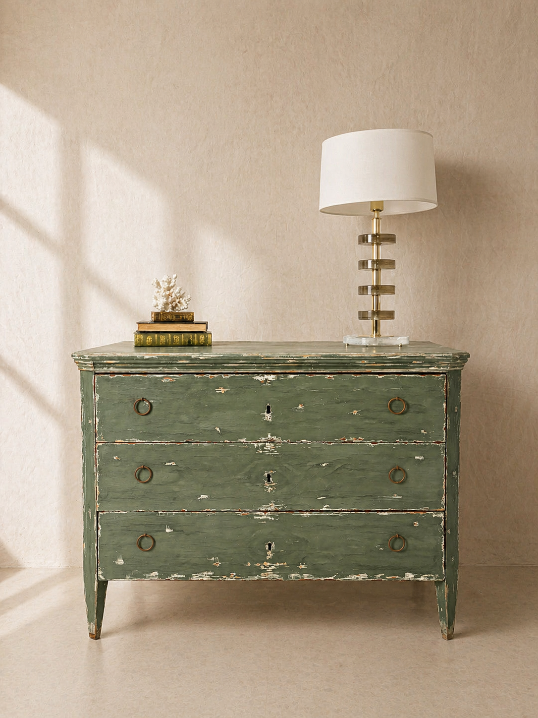 CÓMODA FRANCESA CON PÁTINA VERDE OLIVA