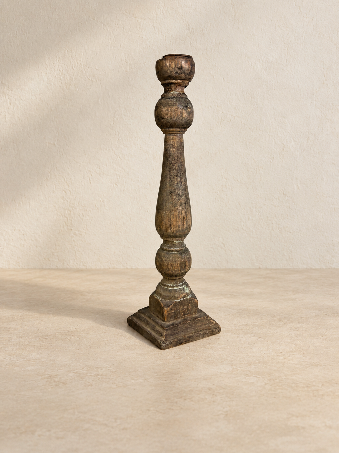 BOUGEOIR INDIEN EN BOIS RÉCUPÉRÉ XIXE S. V-4