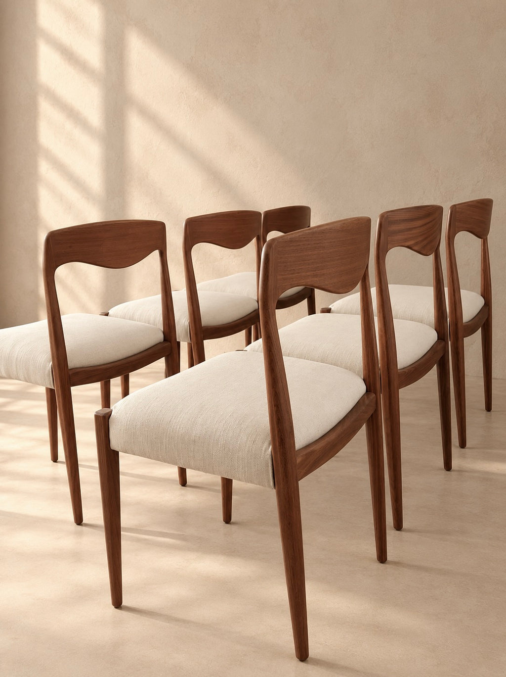 LOT DE 6 CHAISES EN TECK STYLE NIELS OTTO MØLLER, ANNÉES 60