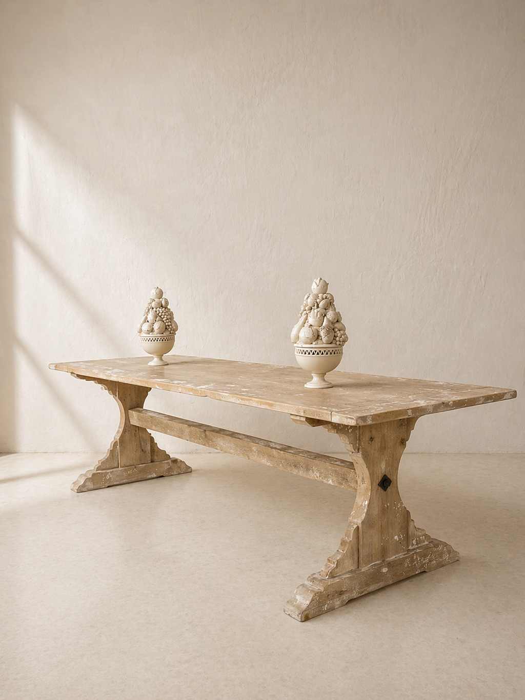 GRAN MESA DE COMEDOR ESTILO REFECTORIO EN MADERA ANTIGUA PATINADA
