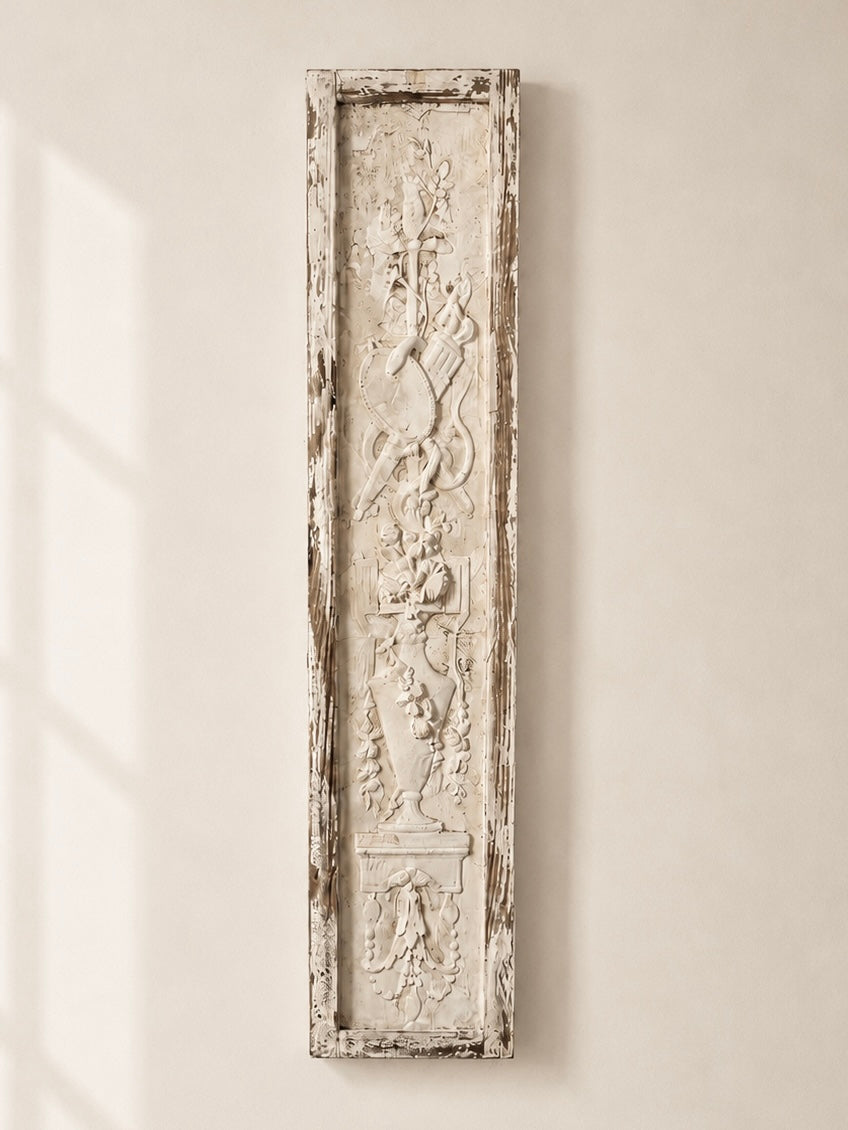 PLASTER PANEL WITH NEOCLASSICAL MOTIFS, VERTICAL, FRANCE C.1900