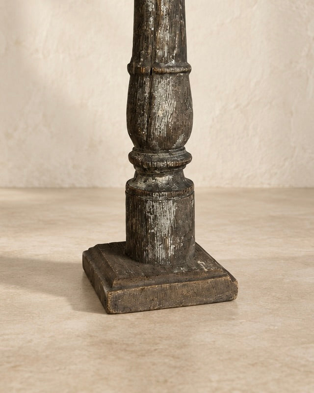 19TH CENTURY RECLAIMED WOOD INDIAN CANDLE HOLDER. V-5