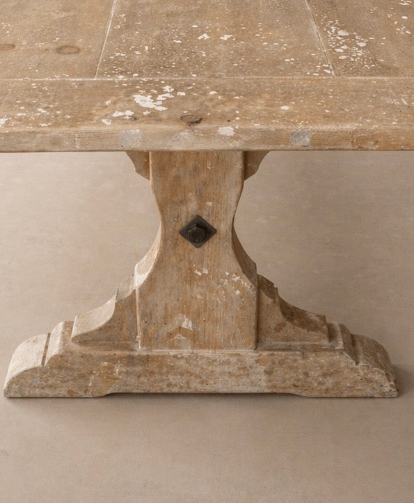 GRAN MESA DE COMEDOR ESTILO REFECTORIO EN MADERA ANTIGUA PATINADA