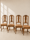 CONJUNTO DE 4 SILLAS DE NOGAL CON MARQUETERÍA C.1800