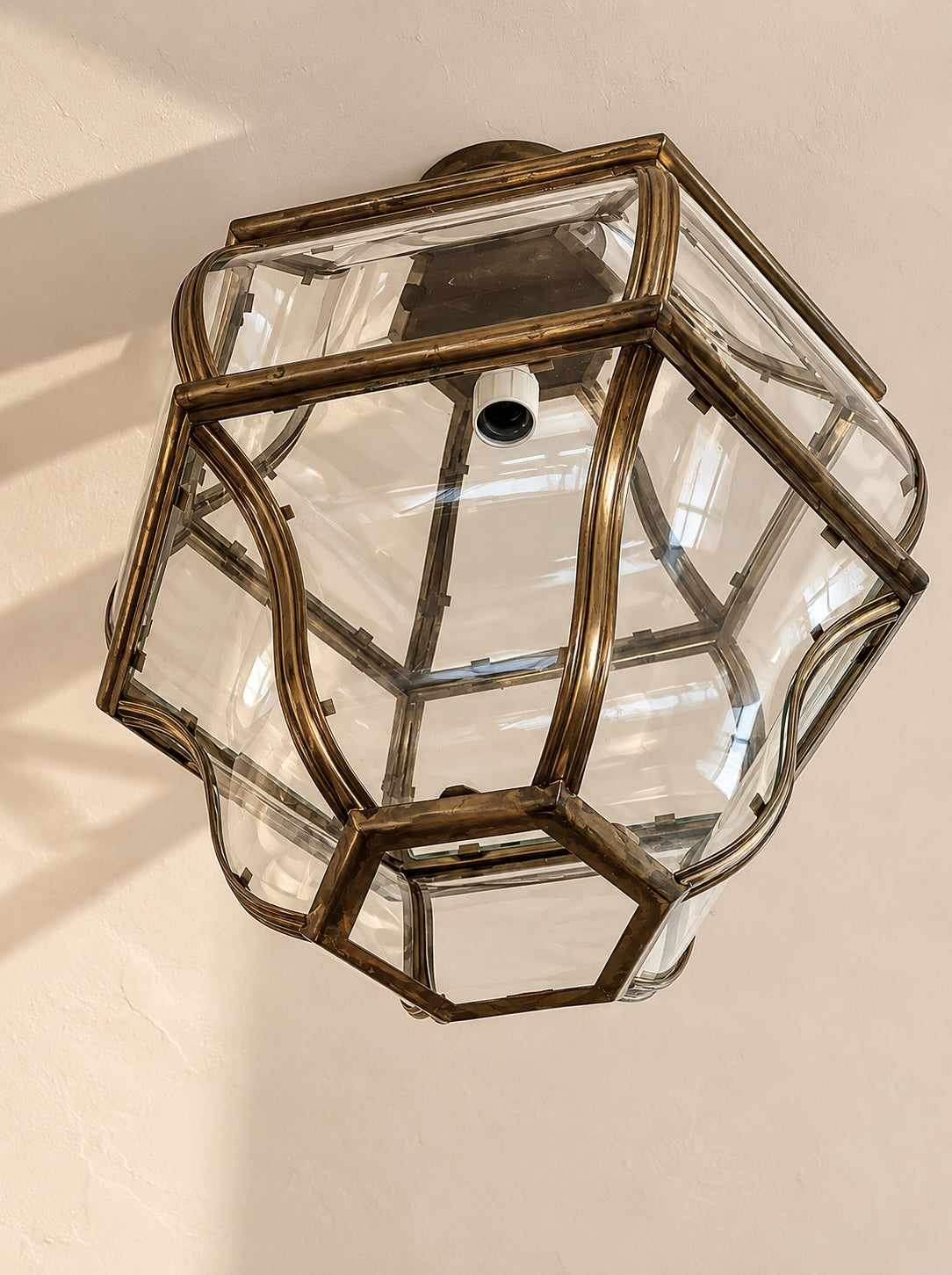 FAROL ITALIANO DE LATÓN Y CRISTAL SOPLADO