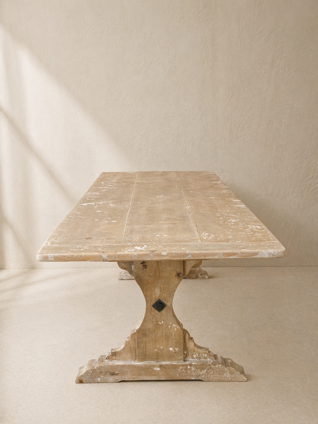 GRAN MESA DE COMEDOR ESTILO REFECTORIO EN MADERA ANTIGUA PATINADA