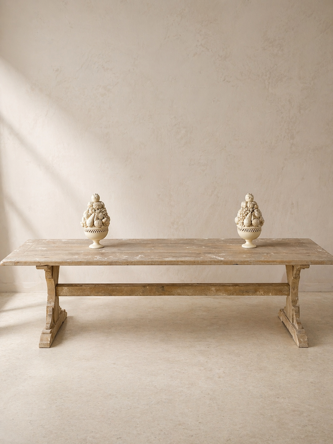 GRAN MESA DE COMEDOR ESTILO REFECTORIO EN MADERA ANTIGUA PATINADA