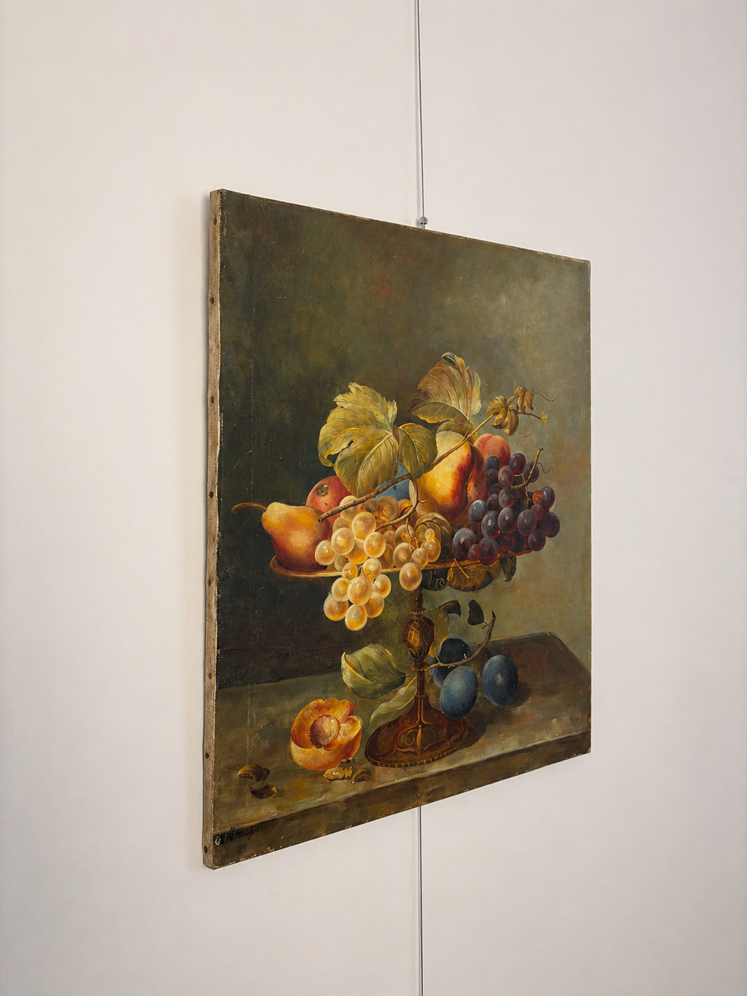 FRUIT BOWL STILL LIFE, OIL ON CANVAS, 1940s/50s