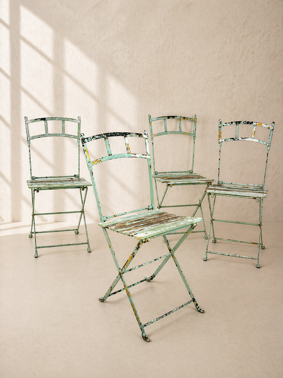 CONJUNTO DE 4 SILLAS FRANCESAS PLEGABLES C.1900