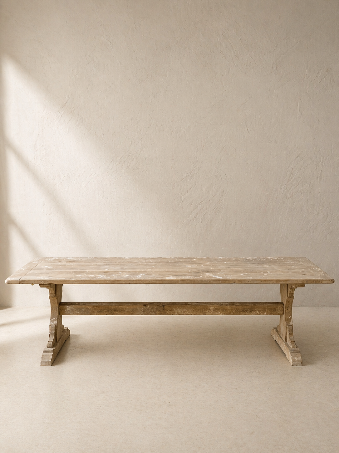 GRAN MESA DE COMEDOR ESTILO REFECTORIO EN MADERA ANTIGUA PATINADA
