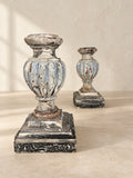 PAIRE D’ÉLÉMENTS EN BOIS POLYCHROMÉ À CORPS CANNELÉ, XIXe SIÈCLE