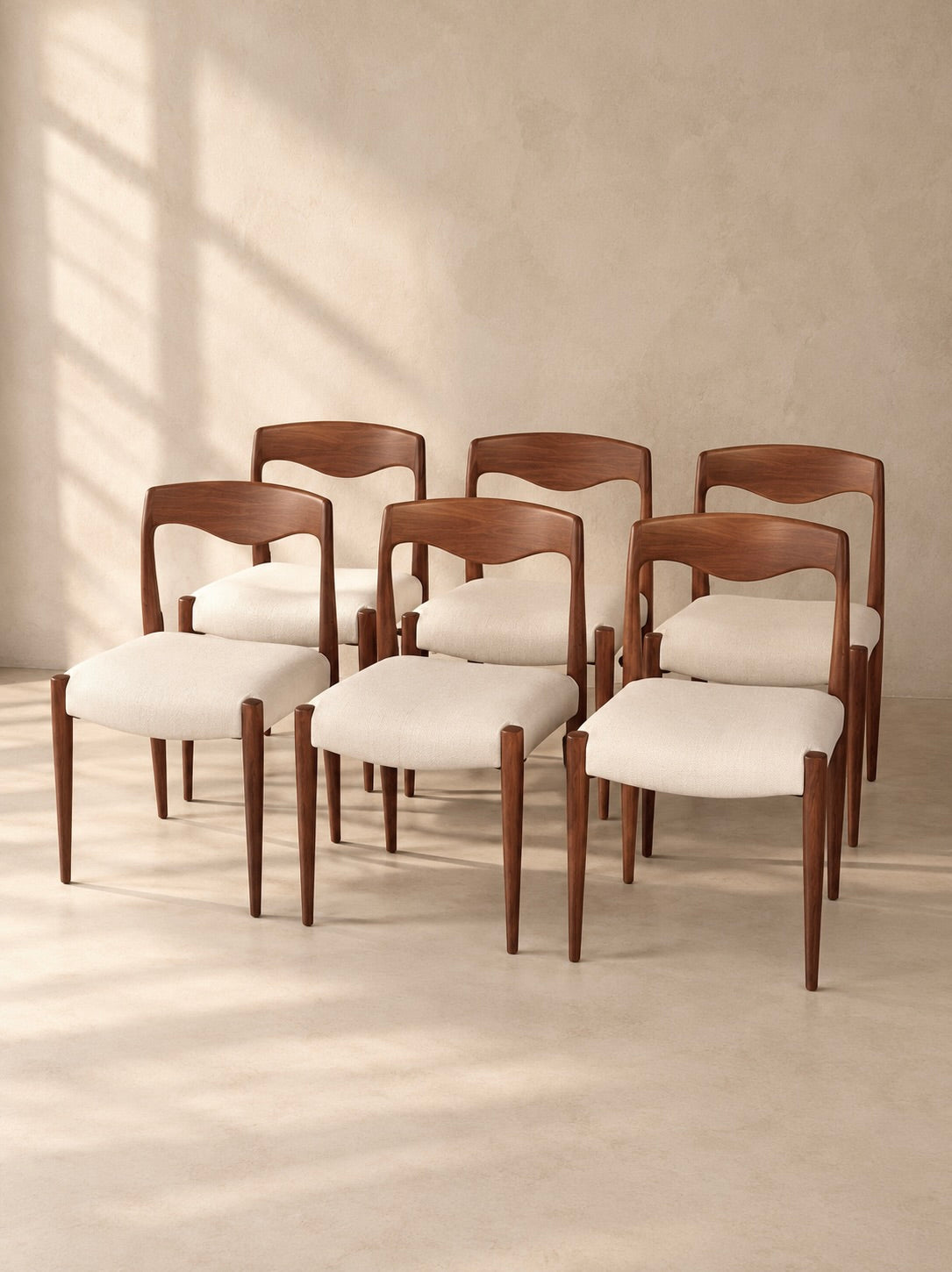 LOT DE 6 CHAISES EN TECK STYLE NIELS OTTO MØLLER, ANNÉES 60