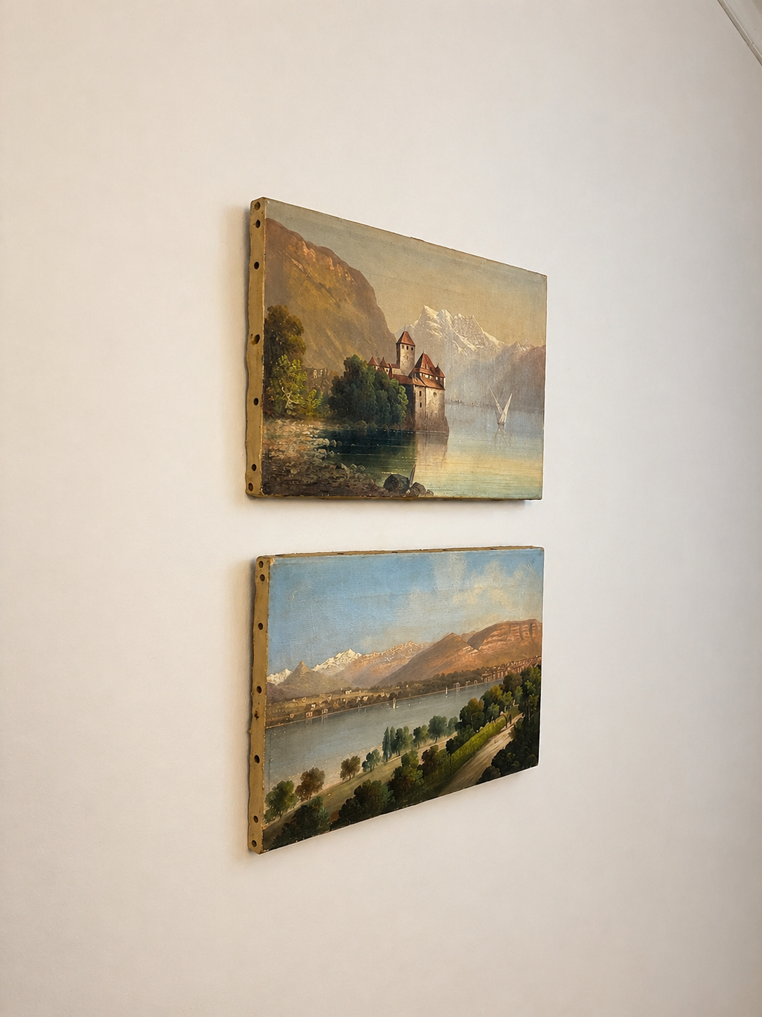 PAIR OF 19TH-CENTURY OIL ON CANVAS LANDSCAPES OF LAKE GENEVA