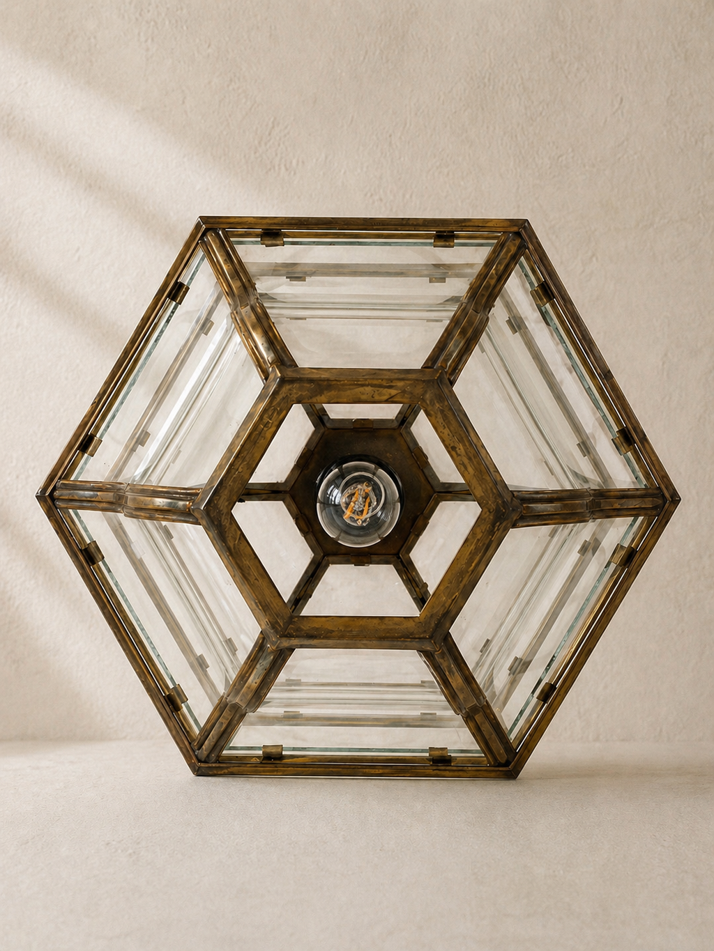 FAROL ITALIANO DE LATÓN Y CRISTAL SOPLADO