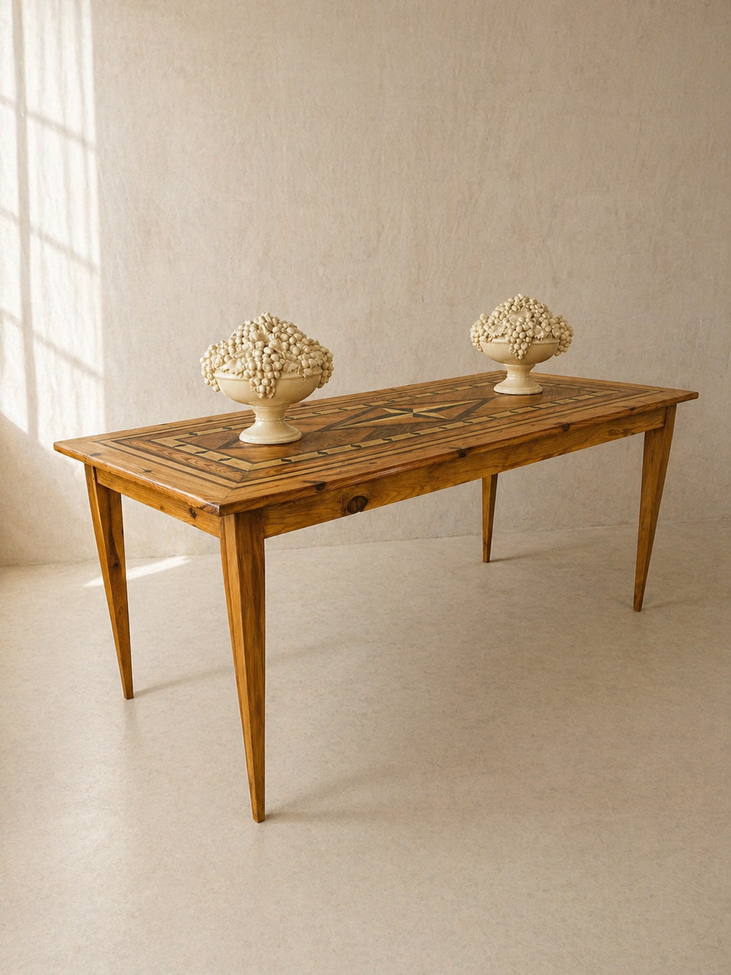 MESA DE MARQUETERÍA CON MOTIVOS GEOMETRICOS C.1900