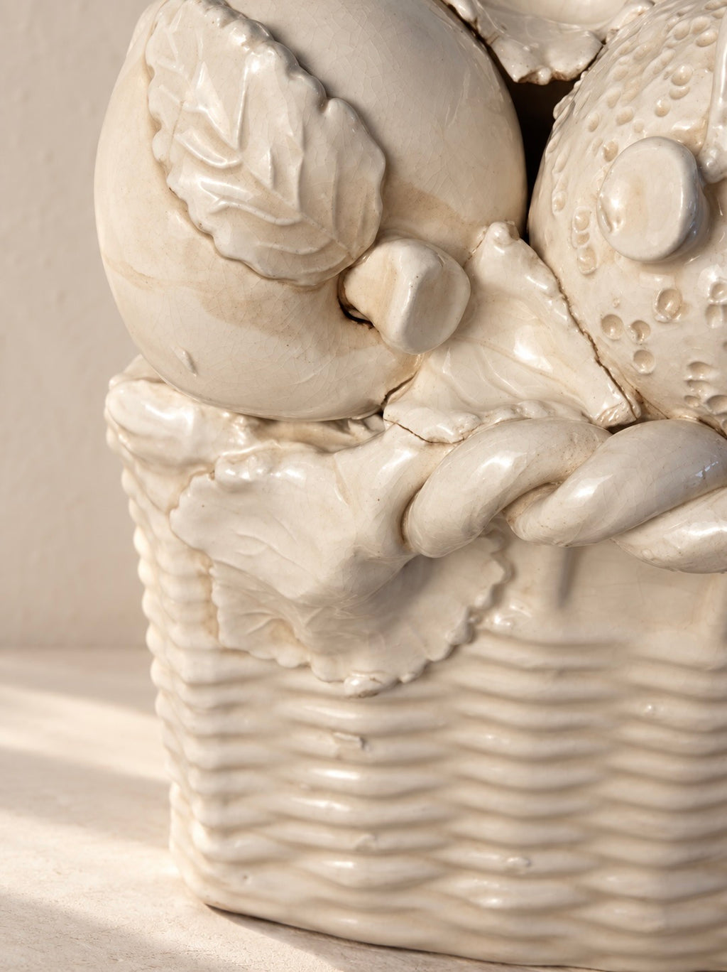 ITALIAN FRUIT BASKET IN WHITE CERAMIC, 1950s