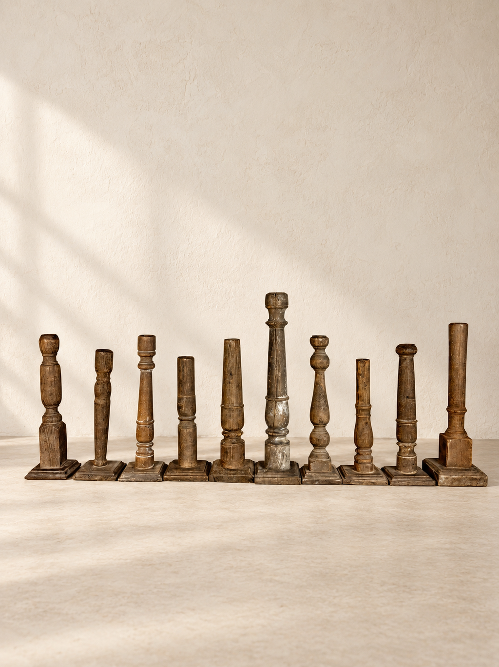 19TH CENTURY RECLAIMED WOOD INDIAN CANDLESTICK. V-8