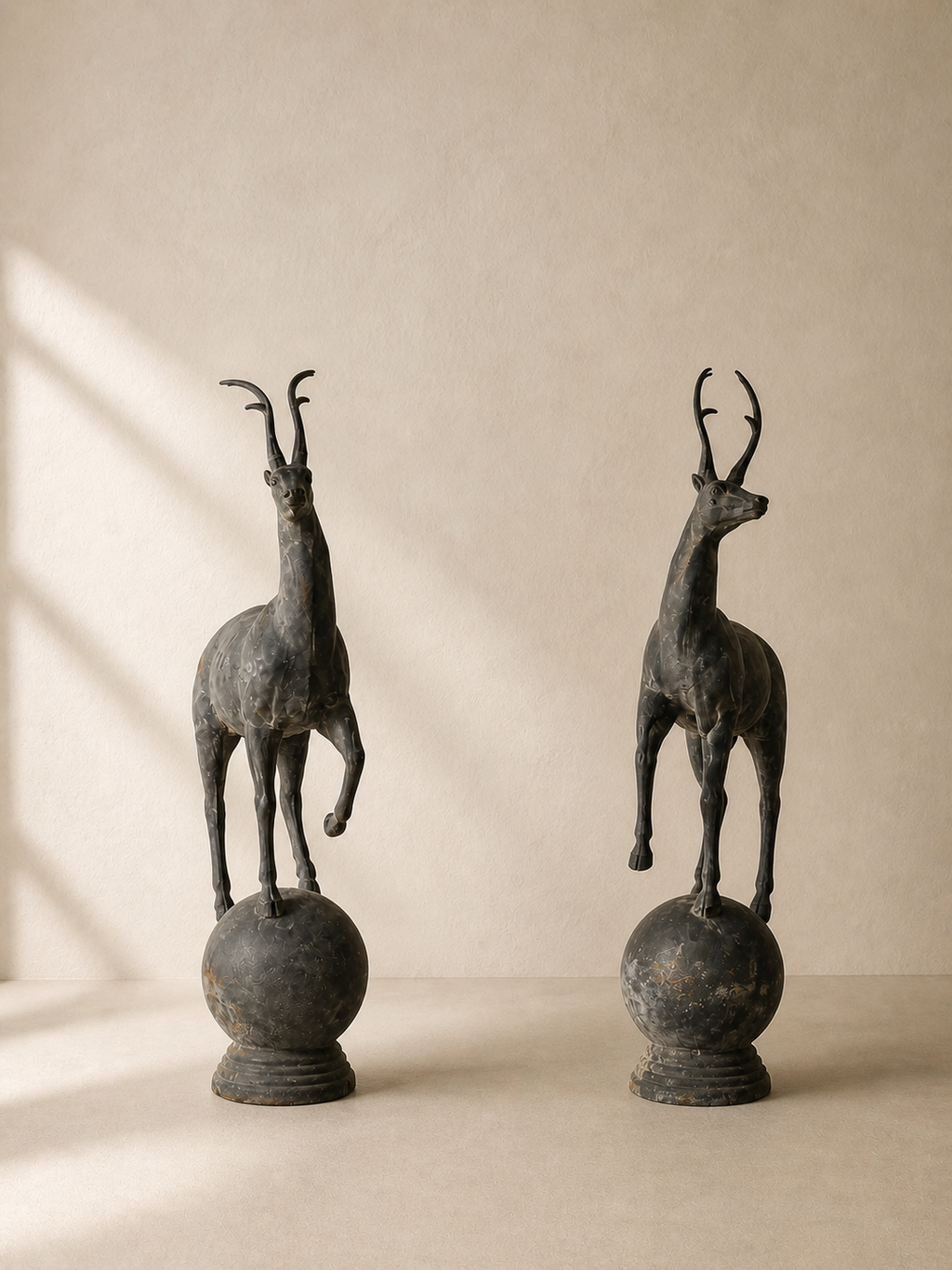 PAREJA DE CIERVOS ORNAMENTALES EN HIERRO FUNDIDO