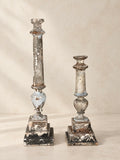 PAREJA DE ELEMENTOS DE MADERA POLICROMADA CON COLUMNA ABALAUSTRADA S.XIX