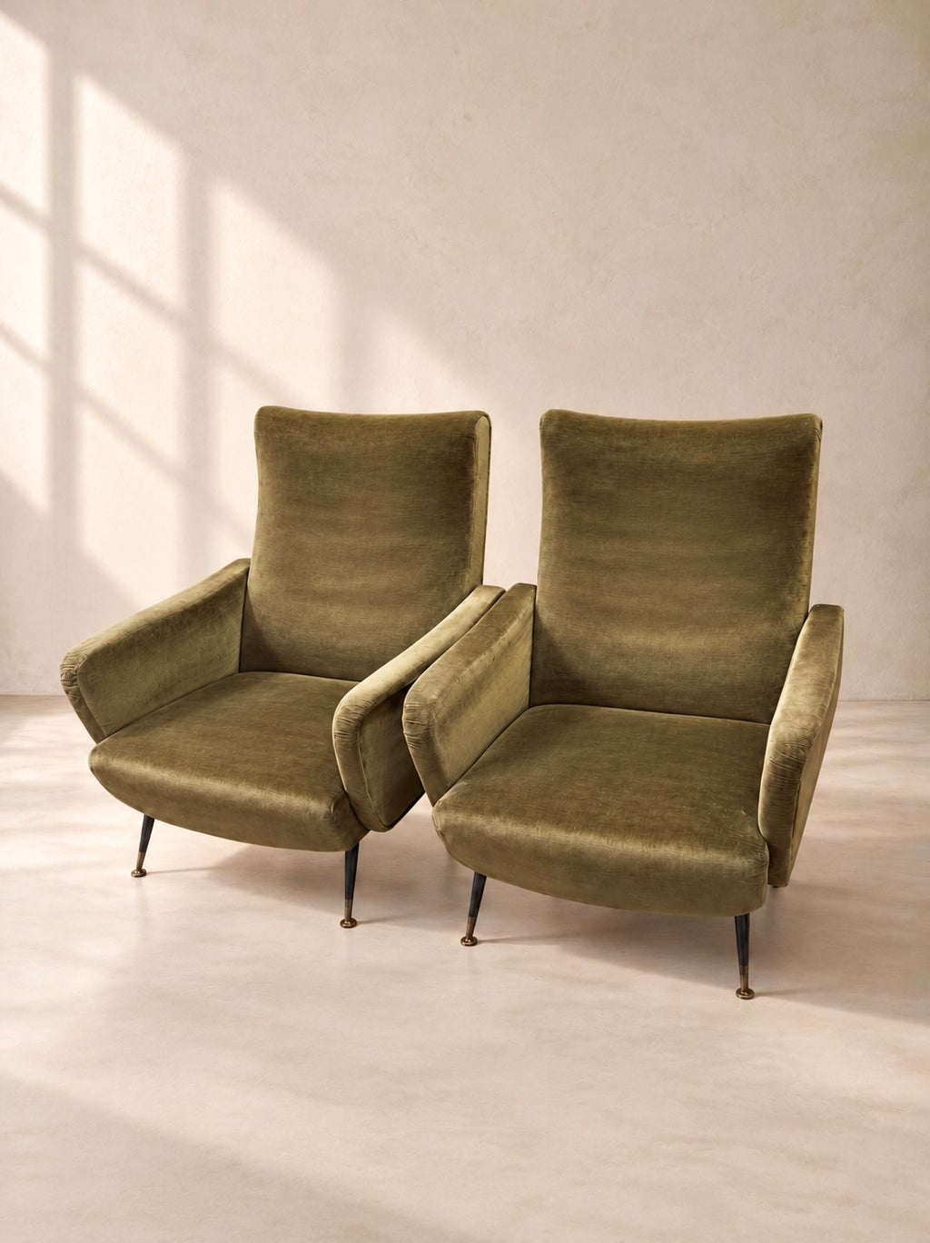 PAIRE DE FAUTEUILS ITALIANIENS RECLINABLES, ANNÉES 50
