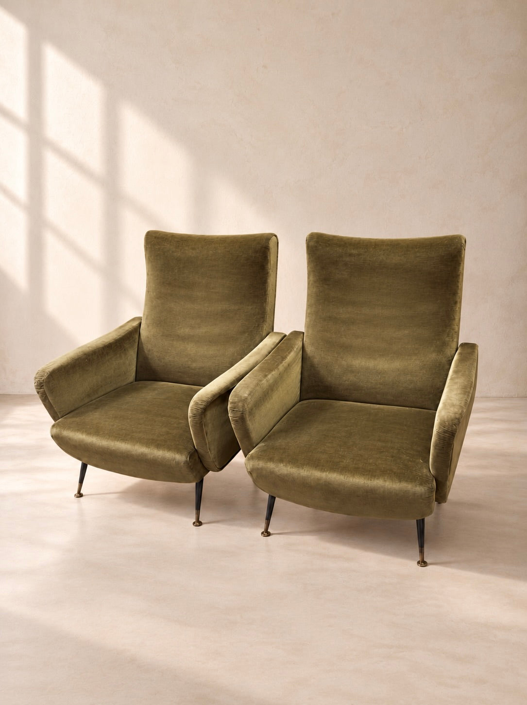 PAIRE DE FAUTEUILS ITALIANIENS RECLINABLES, ANNÉES 50