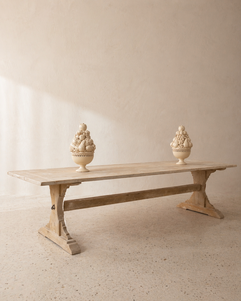 GRAN MESA DE COMEDOR ESTILO REFECTORIO EN MADERA ANTIGUA PATINADA