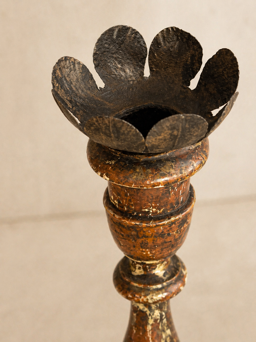 ITALIAN CANDLESTICKS IN REDDISH TONES 18TH CENTURY