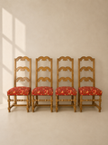 CONJUNTO DE 4 SILLAS FRANCESAS DE ROBLE MACIZO ESTILO LOUIS XIII