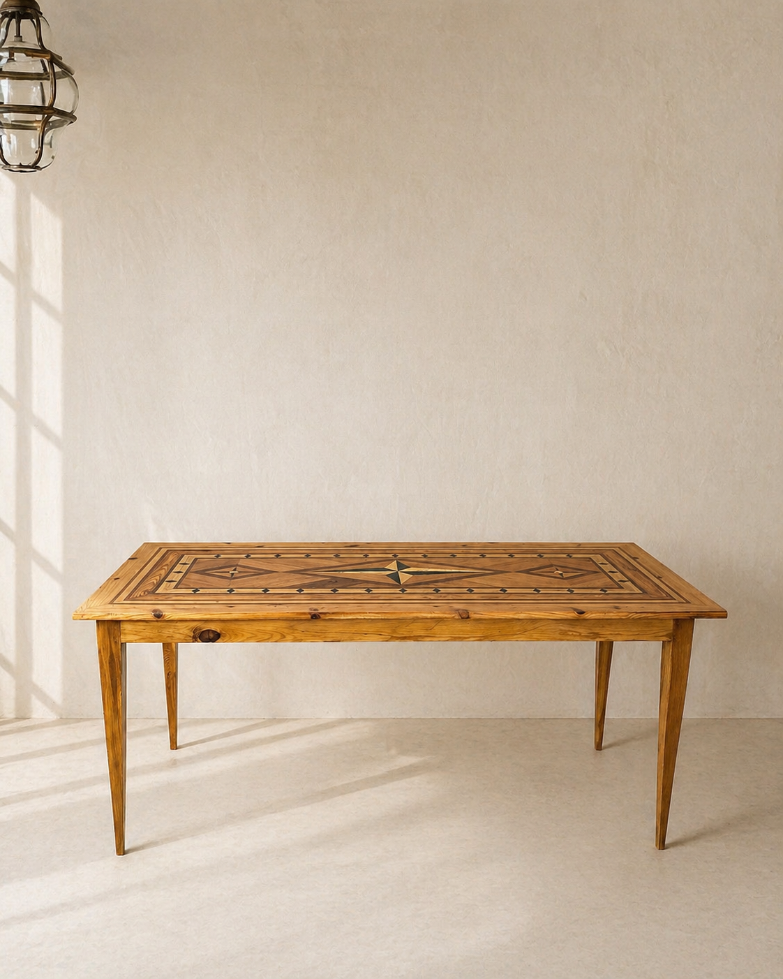 MESA DE MARQUETERÍA CON MOTIVOS GEOMETRICOS C.1900
