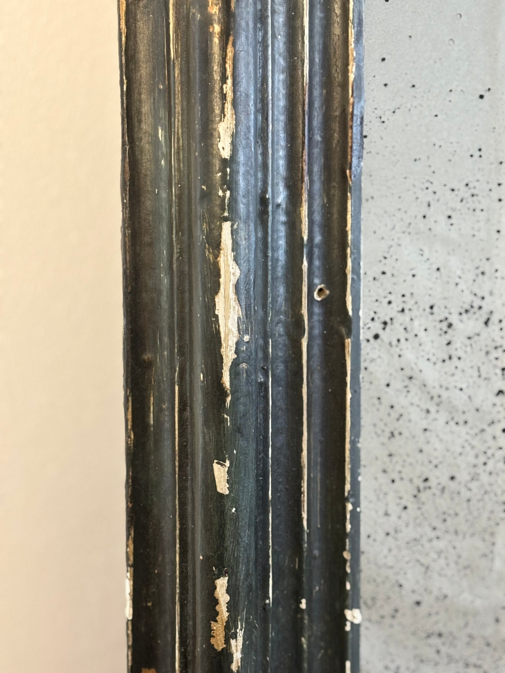 PAIR OF AGED MIRRORS WITH 19TH CENTURY FRAMES PATINATED IN BOTTLE GREEN