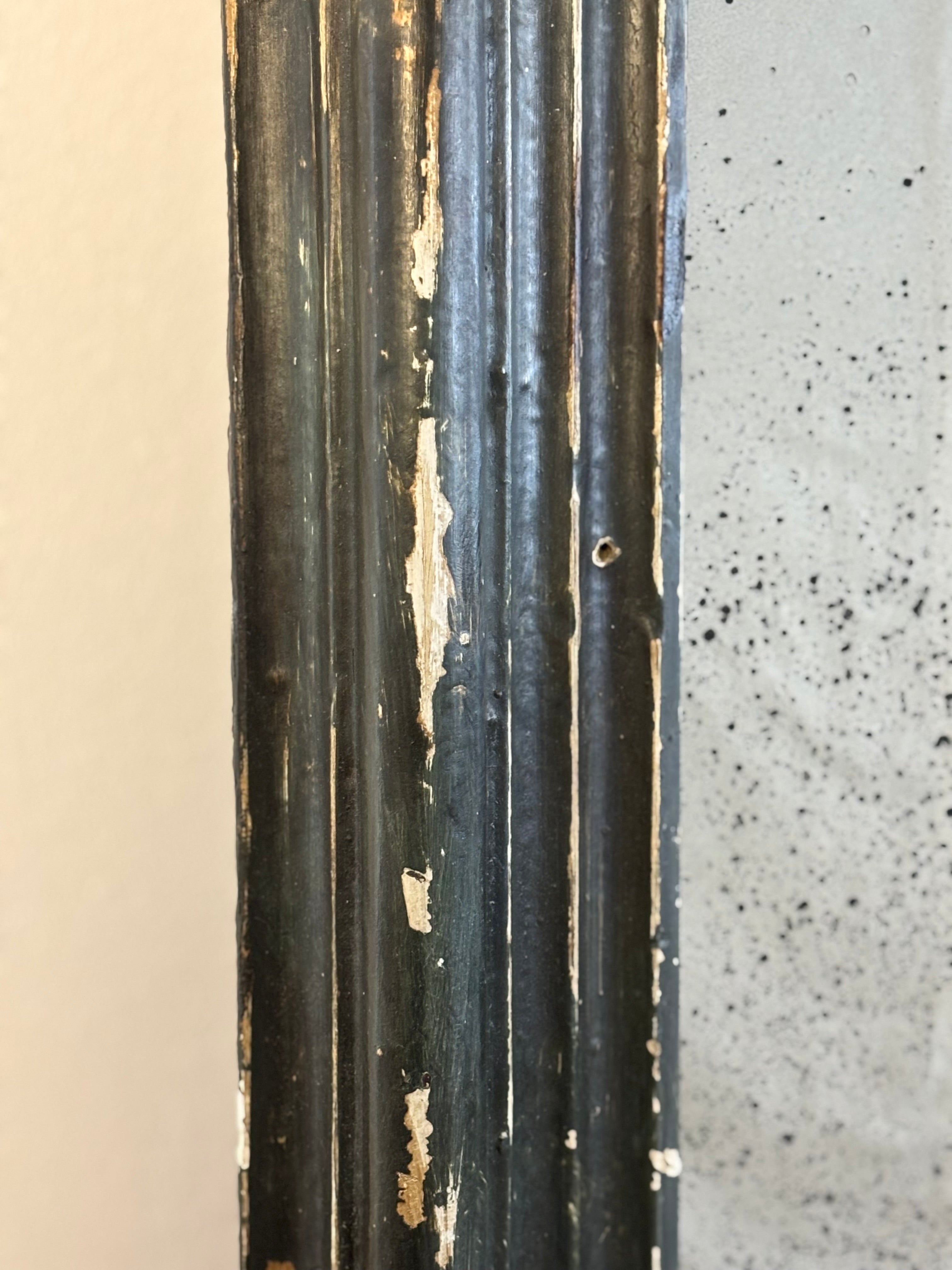 PAIR OF AGED MIRRORS WITH 19TH CENTURY FRAMES PATINATED IN BOTTLE GREEN