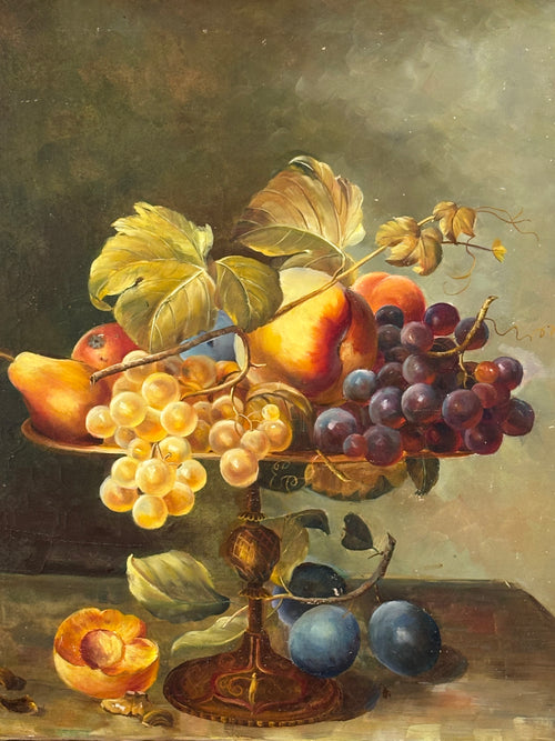 BODEGÓN DE FRUTERO EN ÓLEO SOBRE LIENZO AÑOS 40/50