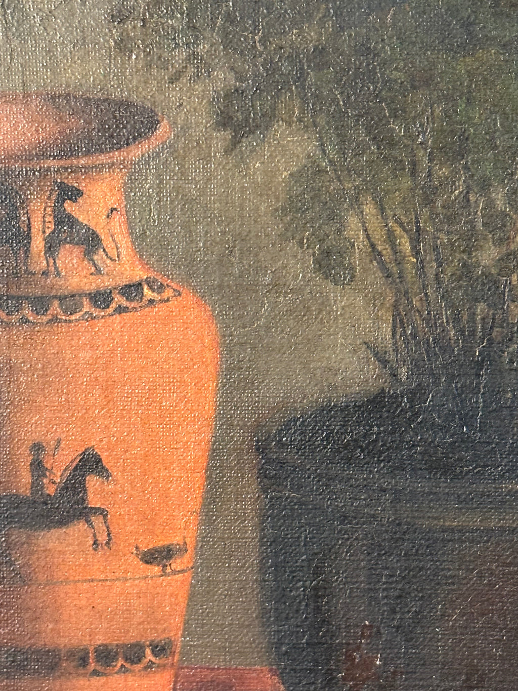 STILL LIFE WITH CLASSICAL AMPHORA, OIL ON CANVAS 19TH CENTURY