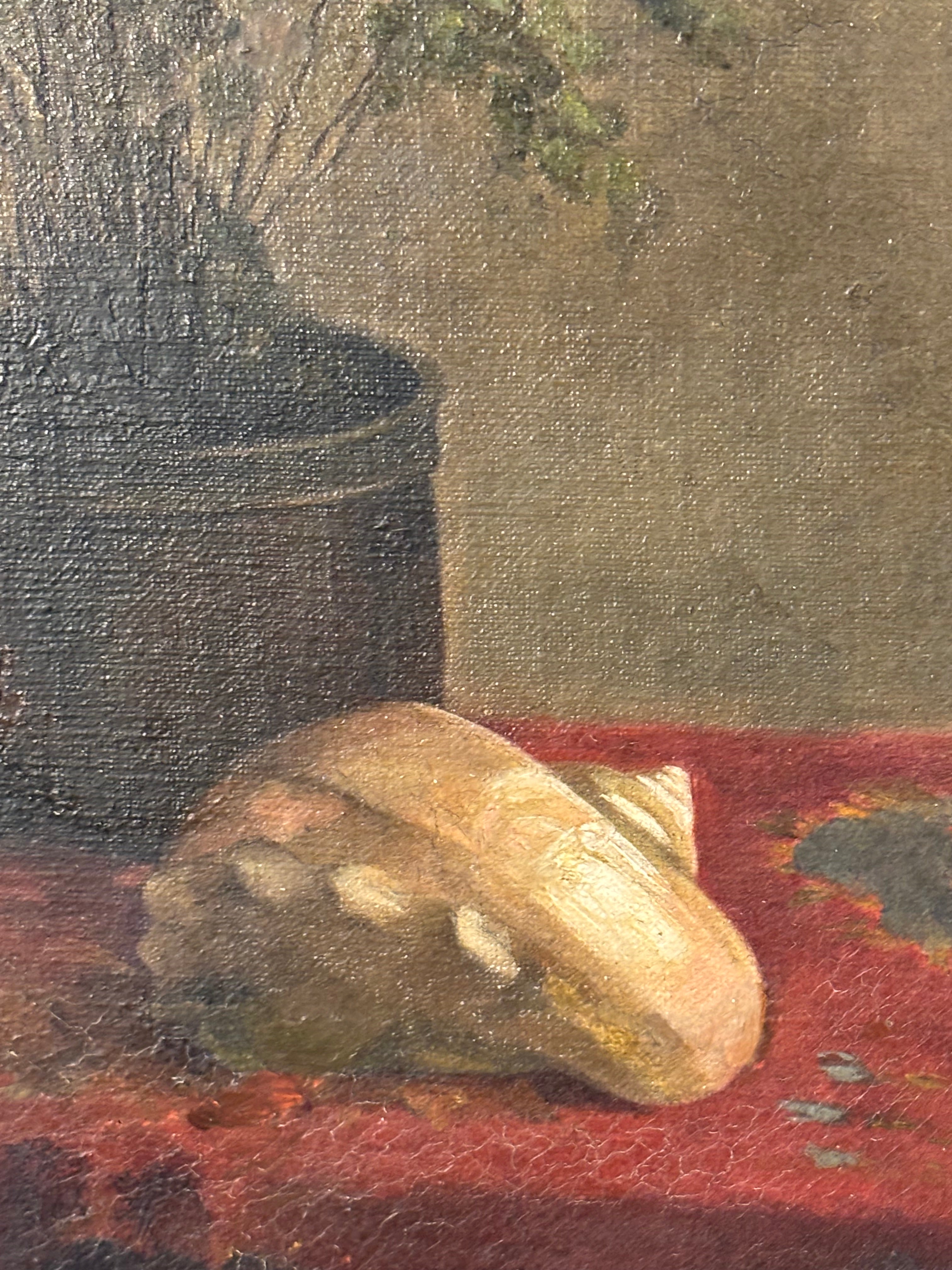 STILL LIFE WITH CLASSICAL AMPHORA, OIL ON CANVAS 19TH CENTURY