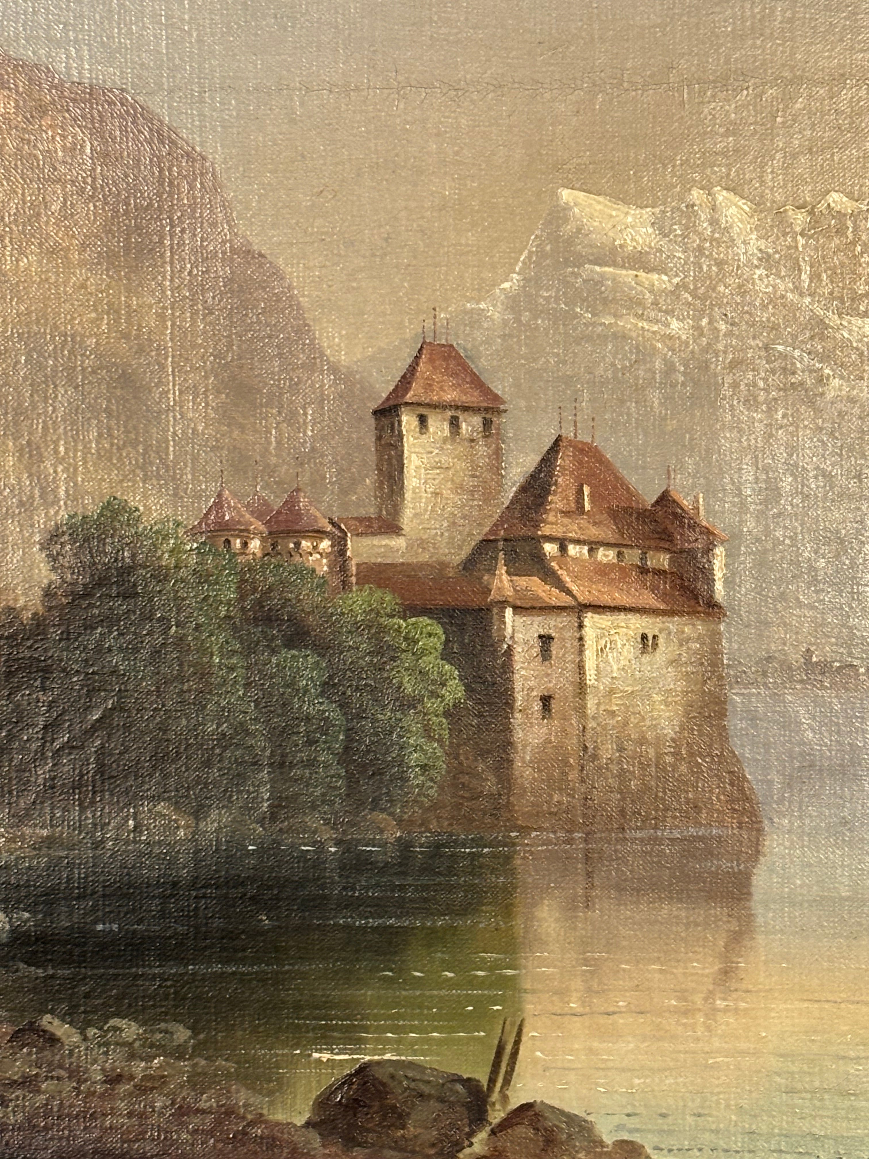 PAIR OF 19TH-CENTURY OIL ON CANVAS LANDSCAPES OF LAKE GENEVA