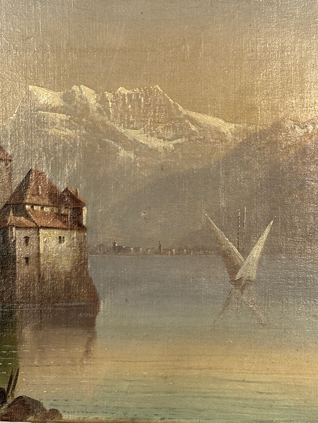 PAIR OF 19TH-CENTURY OIL ON CANVAS LANDSCAPES OF LAKE GENEVA