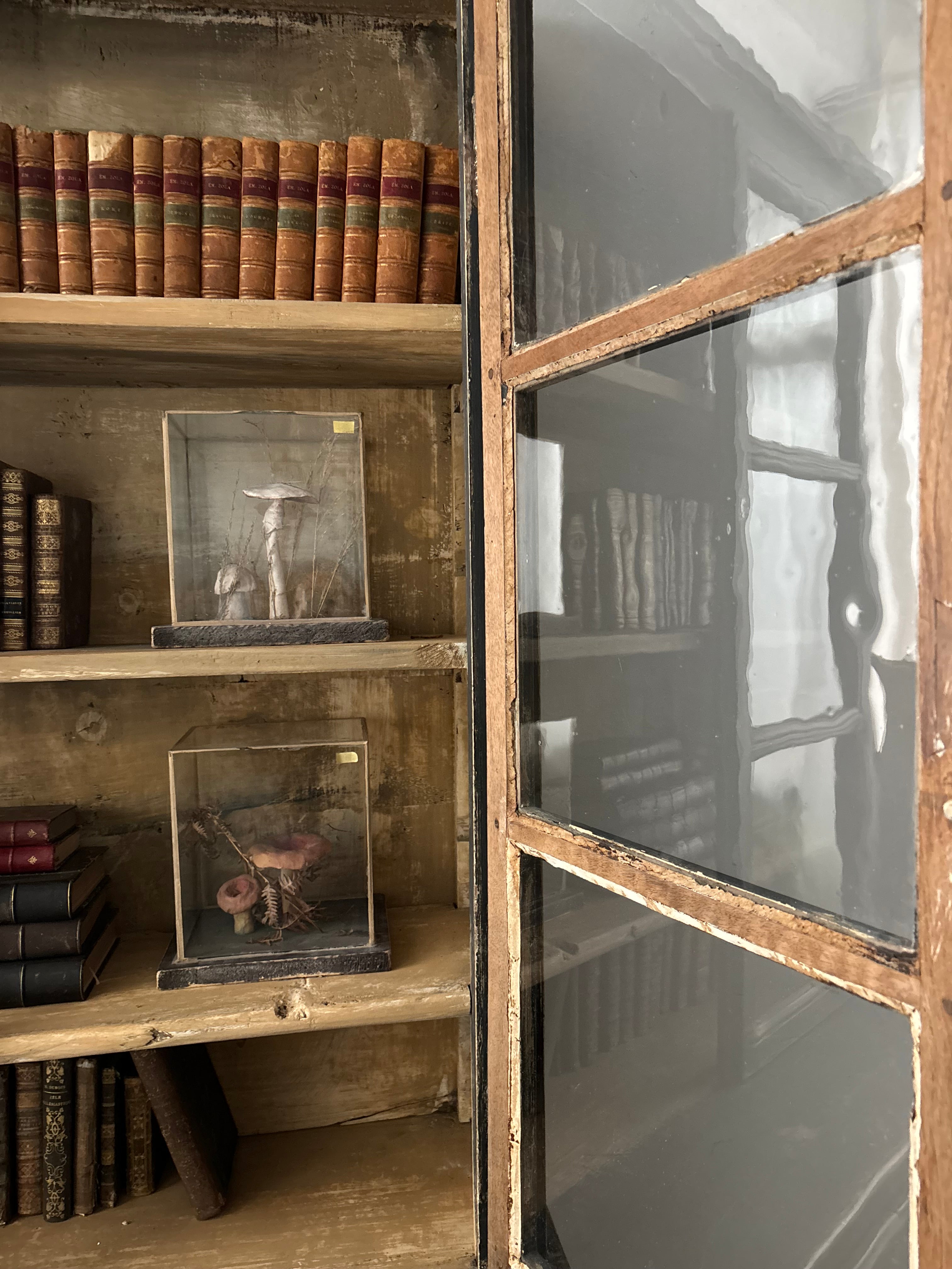 19TH CENTURY FRENCH DISPLAY CABINET IN ANTHRACITE WITH WATER GLASS