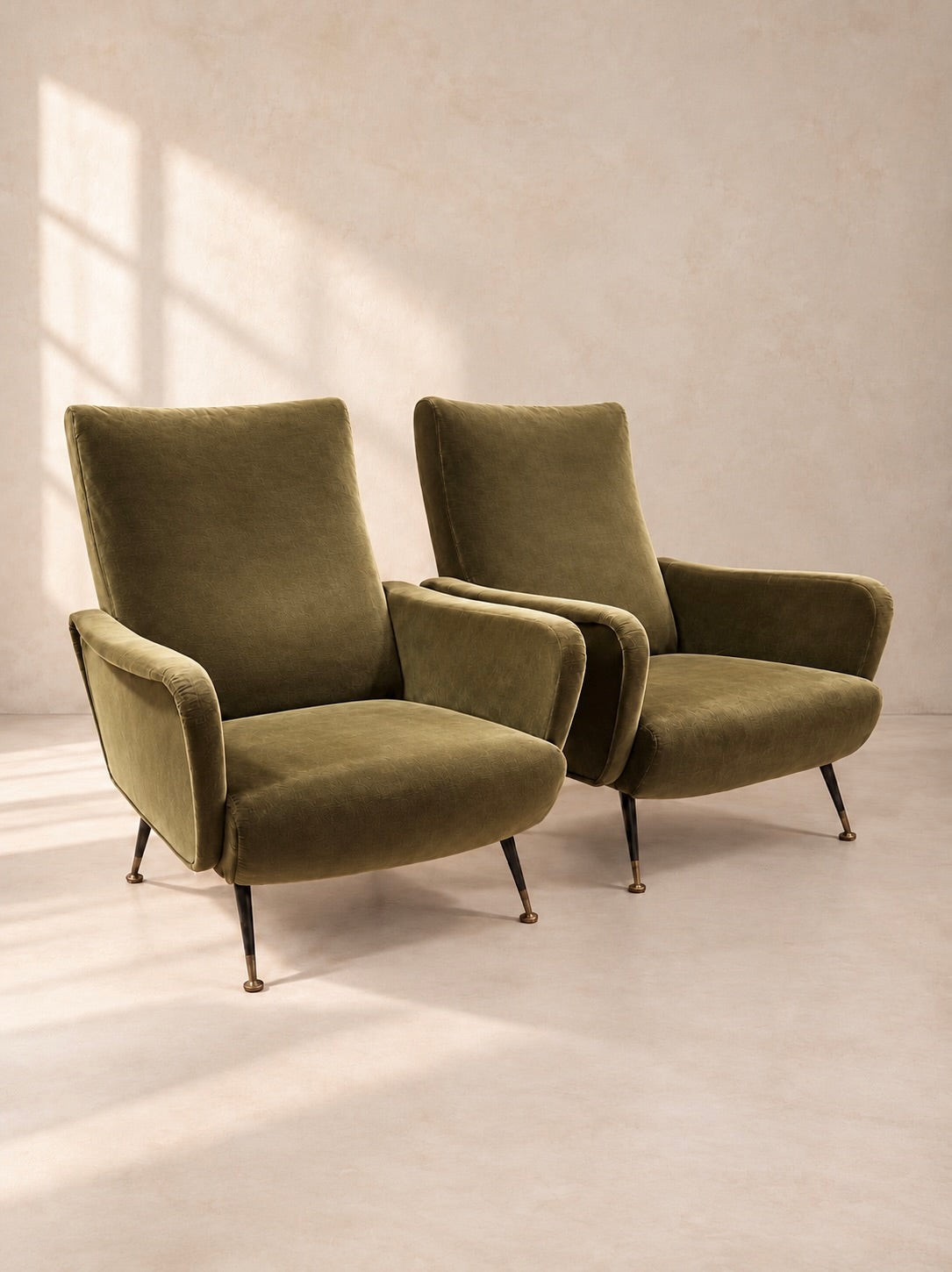 PAIRE DE FAUTEUILS ITALIANIENS RECLINABLES, ANNÉES 50